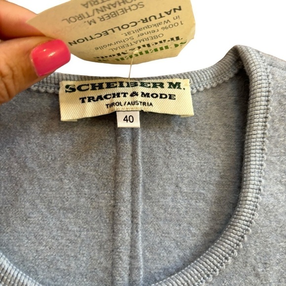 Scheiber M. 100% Wool Light Blue Vintage Smoking Jacket Crest Buttons Women’s M - Picture 10 of 16